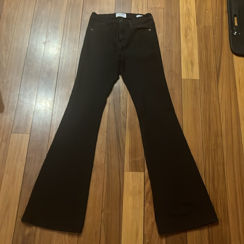 FRAME Black Le High Flare Super Stretch Jeans Sz 28 - Picture 11 of 13